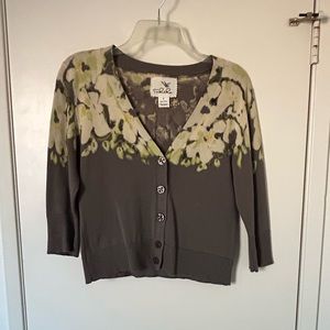 Anthropologie Grey Floral Cardigan